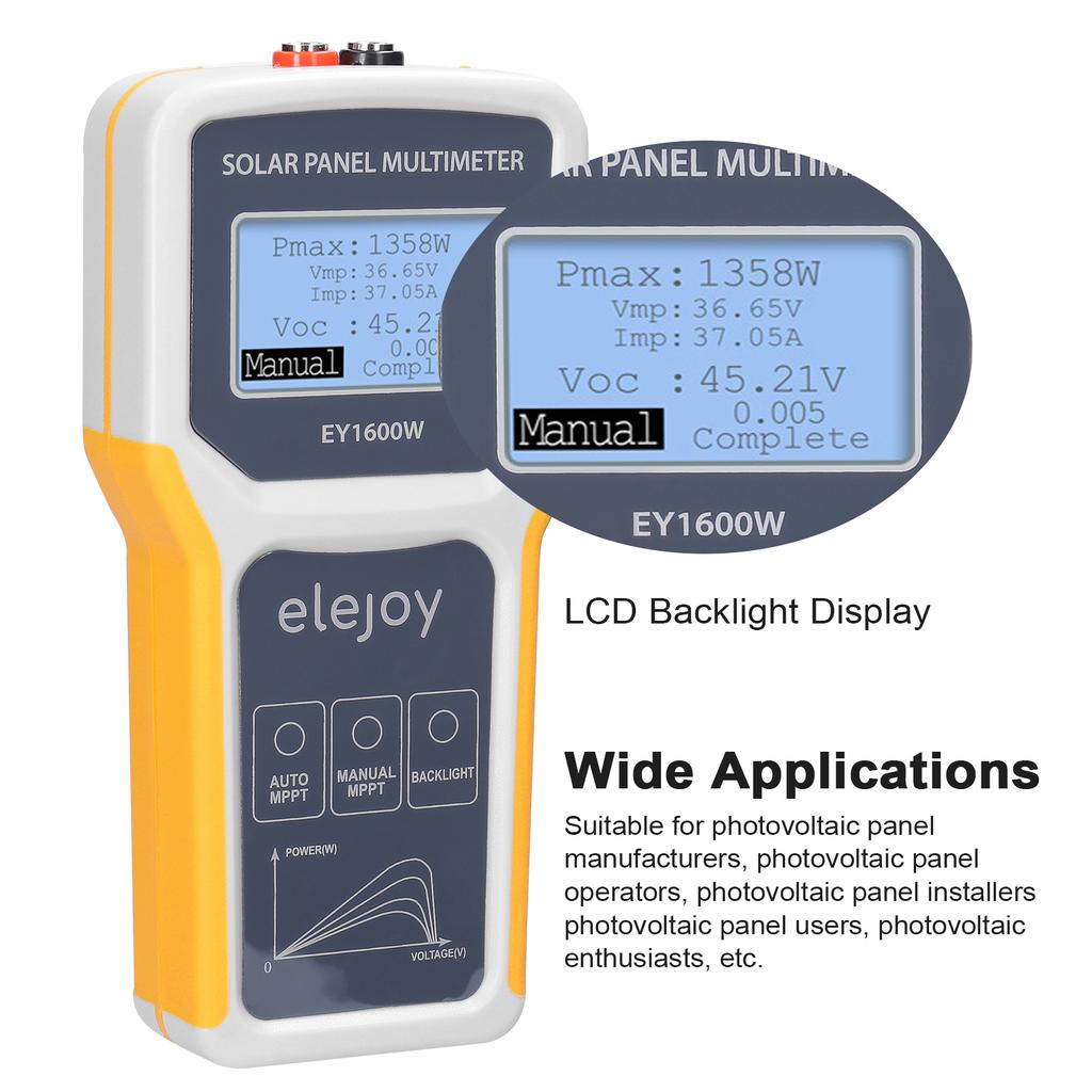 1600W Photovoltaic Panel Multimeter Solar Panel MPPT Tester Open Circuit Voltage Test Device Maximum Power Point