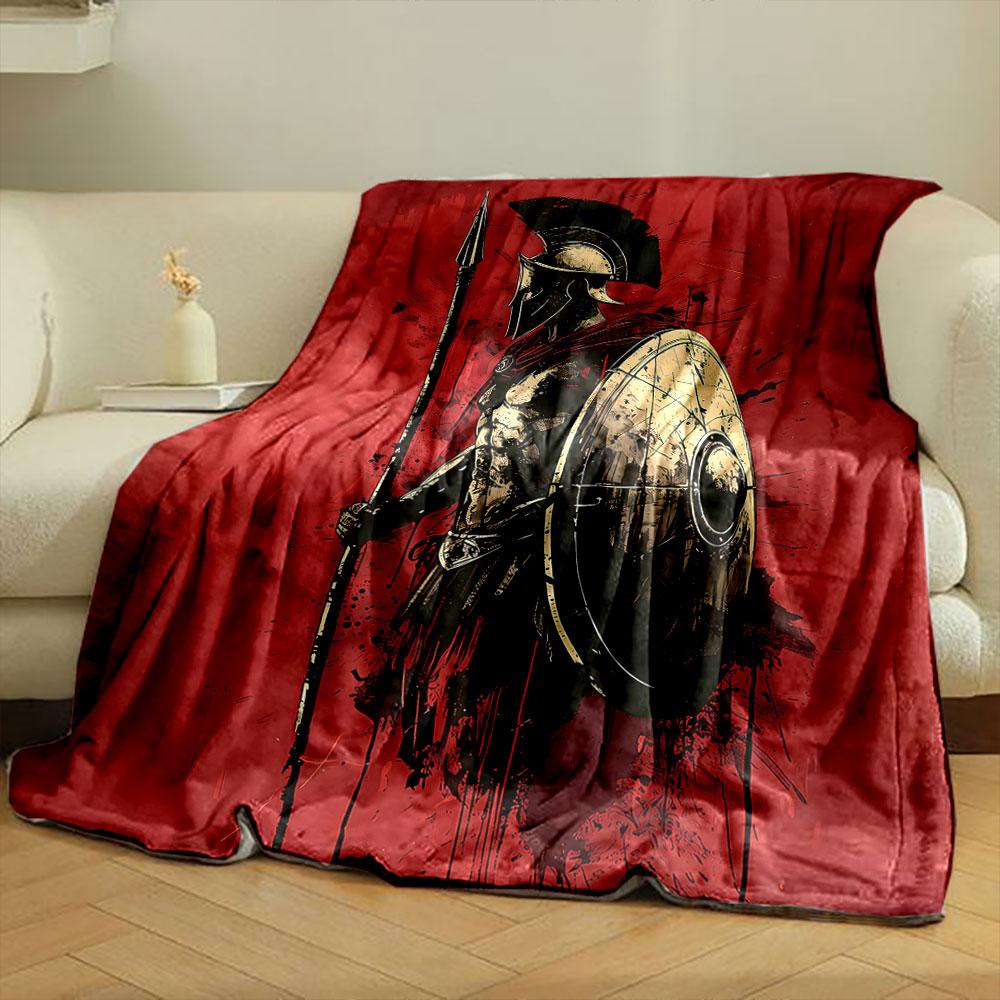 Spartan Warrior Spear Shield bedroom Blanket for Livingroom Couch lunch break Soft throw for Friend's festival Gift