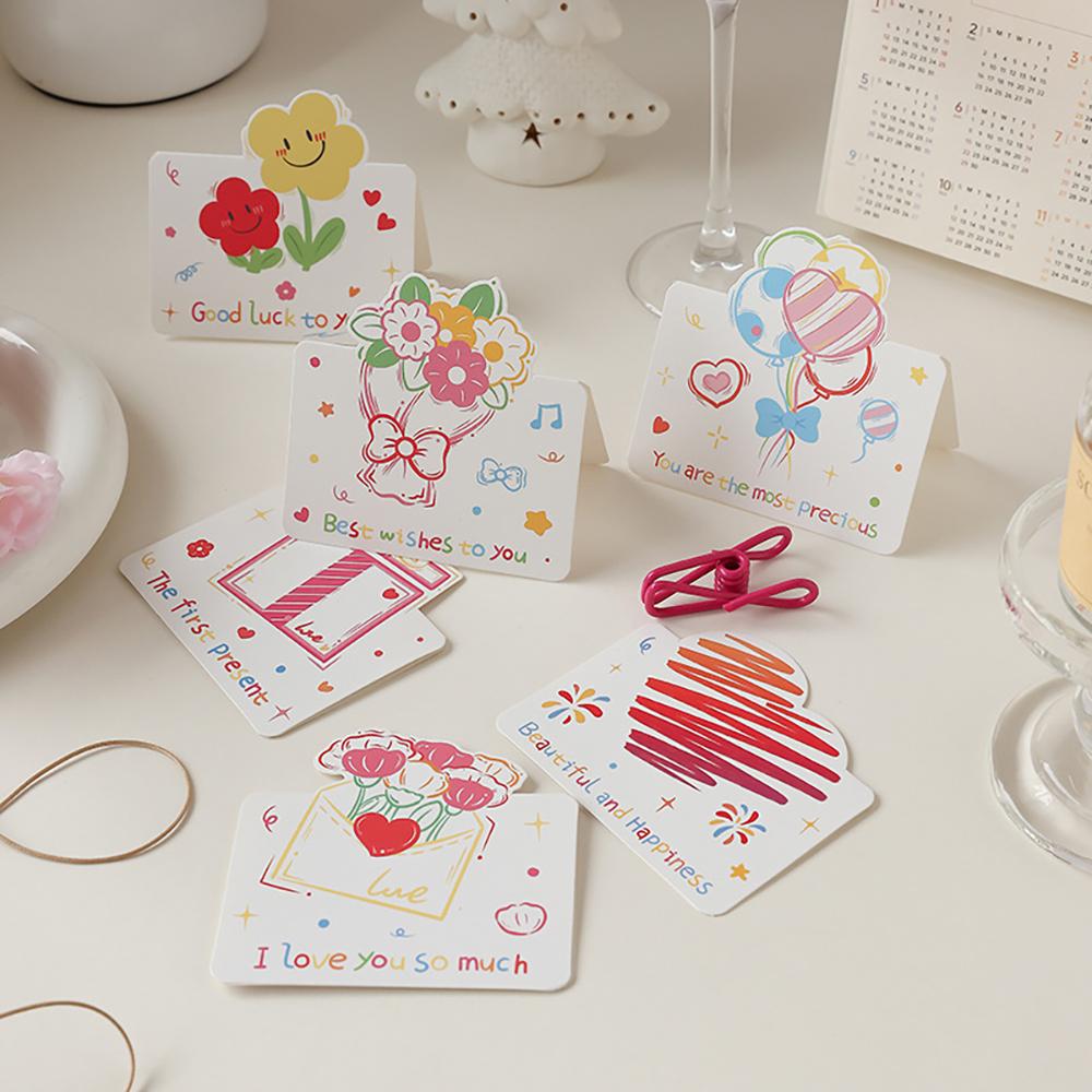 6 pcs Simple and Simple Picture Greeting Card Qixi Valentine's Day Flower Shop Birthday Thank you Card Blessing Card