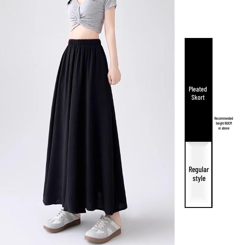 

Women s Summer Pleated High-Waist Wide-Leg Ice Silk Pants Medium (Recommended 42-52 kg) чорний