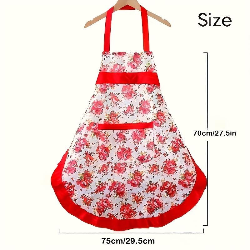 Floral Print Apron with Pockets - Adjustable Straps, Breathable and Durable Women's Work Home Apron, Apron for Home Cleaning