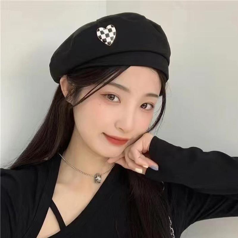 Einfache Damen-Baskenmütze für elegante Dame Winter Damen Malermütze Baumwollmützen Karomuster Vintage Achteckige Lässige Herbstmütze
