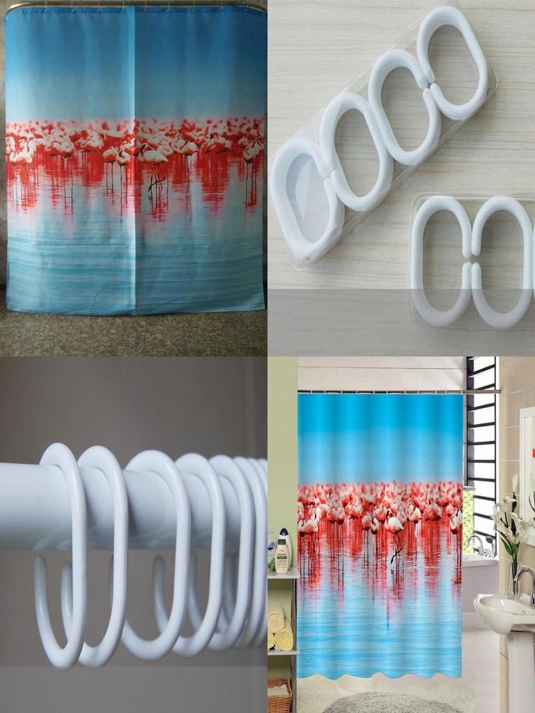 Luxurious 3d Waterproof Polyester Shower Curtain With Elegant Red-crowned Pattern