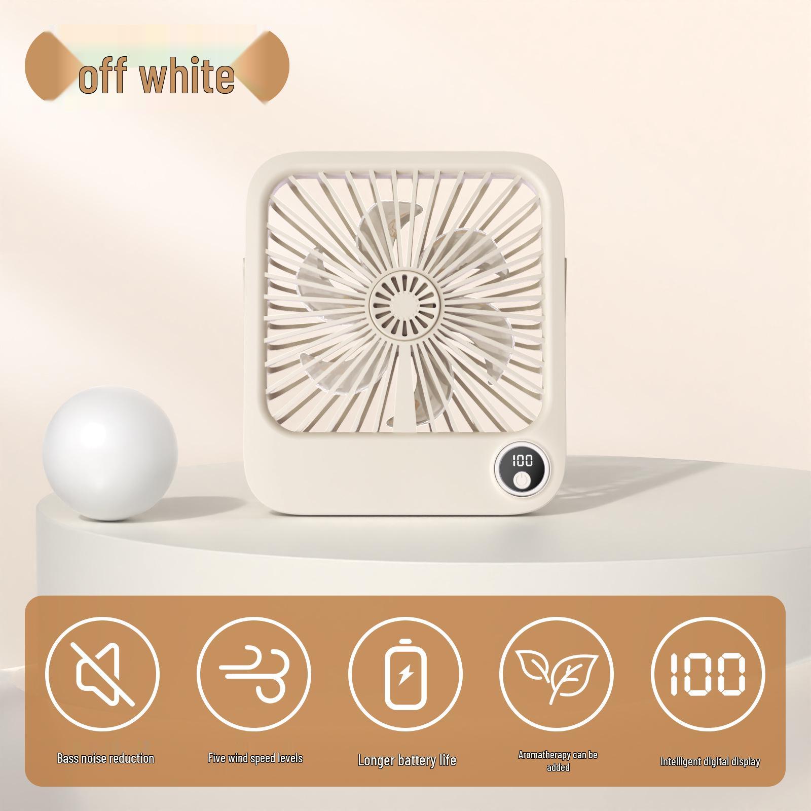 

Ultra-Thin Silent Digital Display Portable USB Desk Fan for Home Office 157*28*137 mm слонова кістка/білий