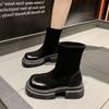 Platform Short Boots Women's New Autumn and Winter Elastic Thin Boots Retro British Martin Boots Chelsea Single Shoes