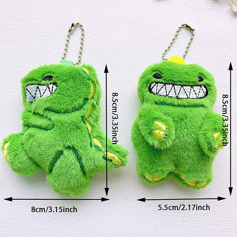 Small Mini Dinosaur Pendant Keychains Cute Animal Plush Stuffed Toy Keyrings Bag Doll Pendant Ornaments Gifts