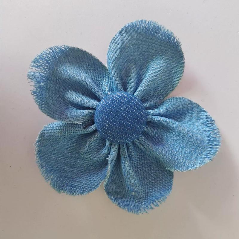 1PC Headwear Accessories Crafts Supplies Sewing Applique for Clothes Decoration Denim Cloth DIY Blue Flowers