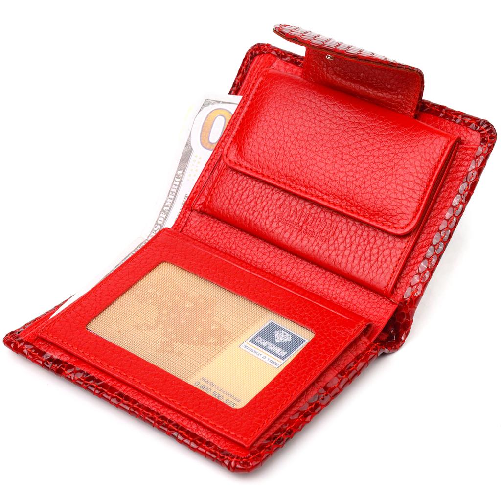 Лакированный Женский кошелек из натуральной кожи с тиснением под змею CANPELLINI Wallet 21682 Красный