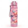 1PC Pastel Pink Blue Marble Swirl Print 750ml Color Plastic Sports Water Bottle Leakproof Flip Straw Lid Suitable for Sports Office Home Use