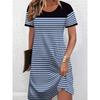 Casual Fashion Vacation Abstract Painting Blue White Black Dress