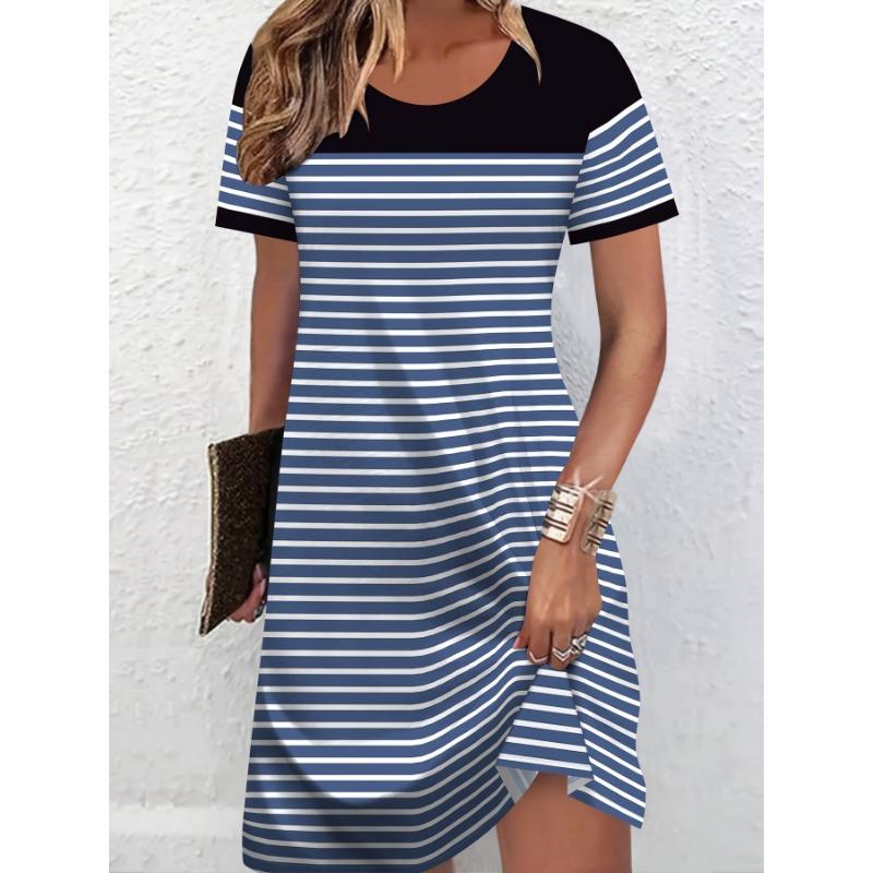 

Повседневное модное платье для отпуска, абстрактная живопись, сине-бело-черное S