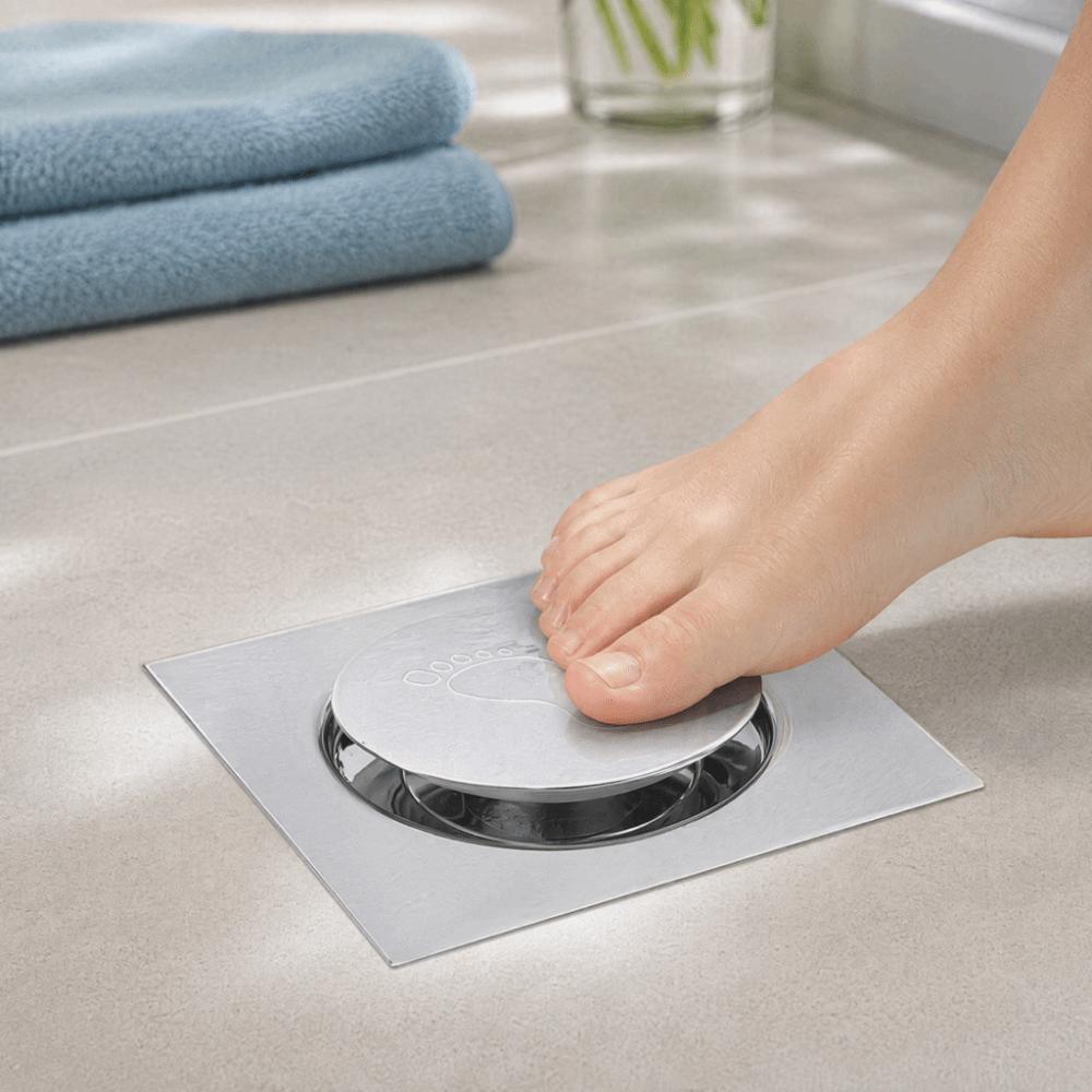 Removable Cover Grate Pedal Bounce Floor Drain Square Shower Drain Durable Floor Drain  Garage