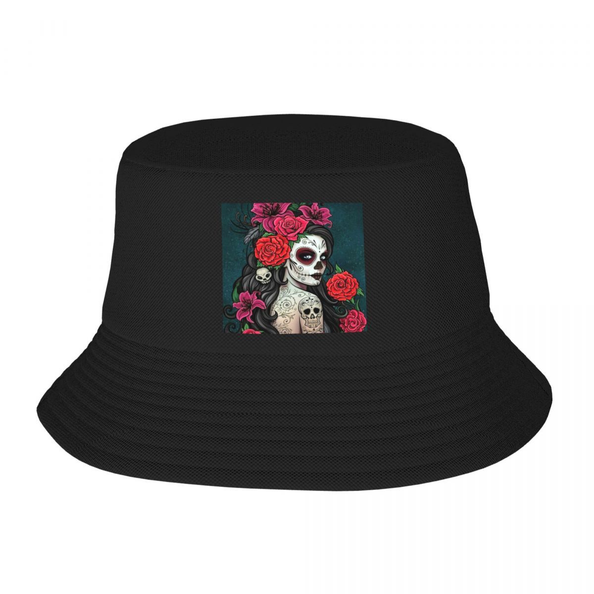 

Custom Mexican Catrina Sugar Skull Lady Bucket Hat Women Unisex Fashion Summer Beach Sun FisherUnisex Cap