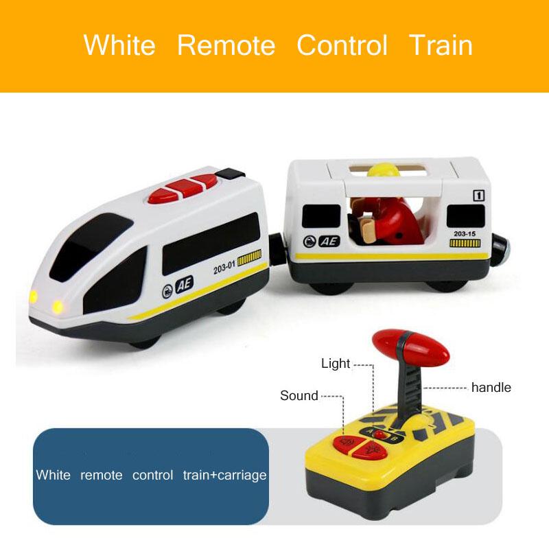 Wooden RC Train Railway Accessories Remote Control Electric Train Magnetic Rail Car Fit For All Brands Train Track Toys For Kids