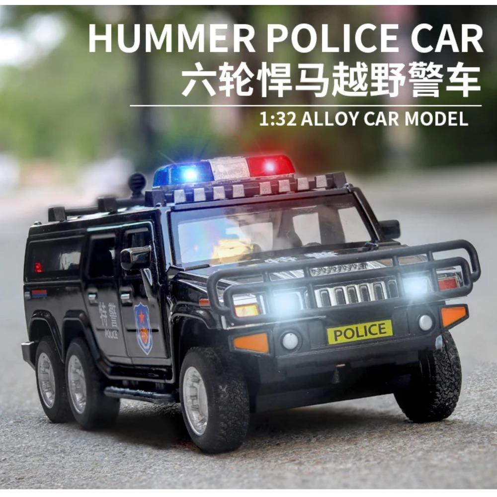 1:32 High Simulation Hummer Lengthen Polices Car Model Diecast Toy Vehicles Alloy Toy Car Kid Toys Christmas A201