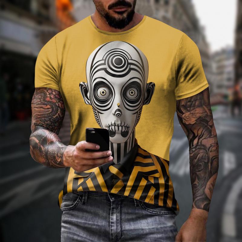 Sommer Rundhals 3D-Druck Lustiges Skelettmuster Top Modische Lässige Kurzarm Herren T-Shirts