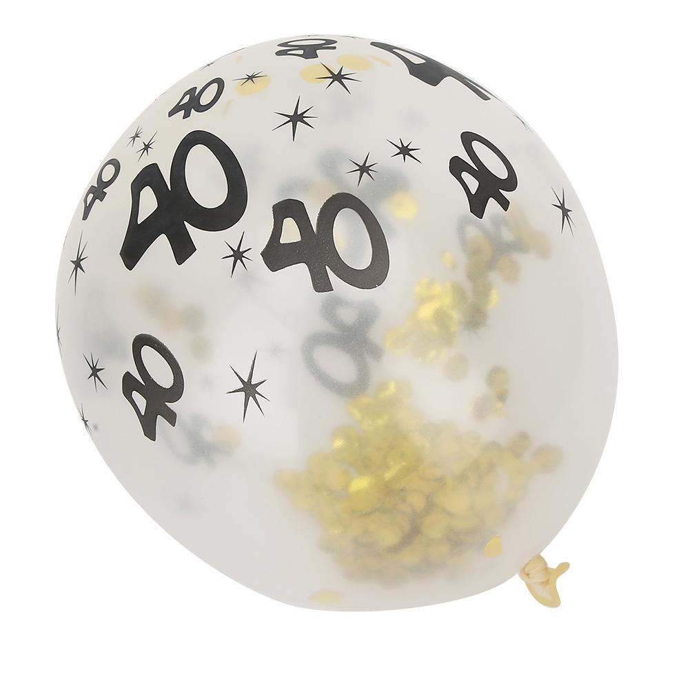 10Pcs Latex Transparent Balloon with Nnumber 40 Pattern for Birthday Party Wedding Anniversary Decorate
