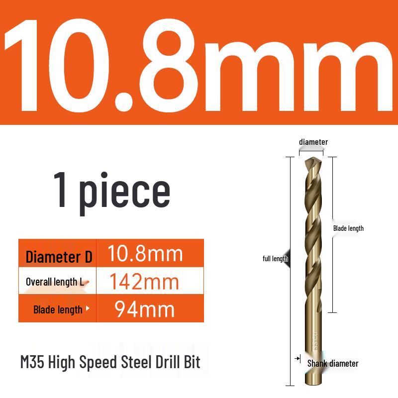 M35 Cobalt Twist Drill Bits Set for Stainless Steel, High Hardness, Straight Shank, Hand & Electric Drills
