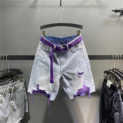 Denim Shorts Dames Zomer Parel Diamant Decoratie Rafelrand Korte Jeans Chic Hoge Taille Losse Rechte Denim Shorts
