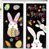Happy Easter Window Stickers Cute Rabbit Eggs Carrot Electrostatic Glass Sticker Easter Decorations for Home Bunny Wall Decals