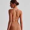 Fashion Nude Feel Spaghetti Strap Cross Beauty Back Exercise Bra Women's Sexy Yoga Vest Pilates Workout Underwear