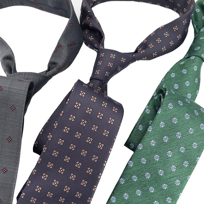 Fashion Style 7 Cm Jacquard Retro Striped Neck Tie Green Versatile Casual Ins Neck Ties for Men and Women Shirt Accessory