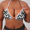 Bikini-Oberteil mit verstellbarem Halsausschnitt in großen Größen für Damen, Strandurlaub-Badeanzug, schmeichelhafter zweiteiliger Badeanzug, Sommer-Badeoutfit