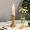 French Style Candle Holder Vintage Taper Holder, Nostalgic Resin Candlestick Decorative Soft Decoration Accessories Stand for Wedding Party