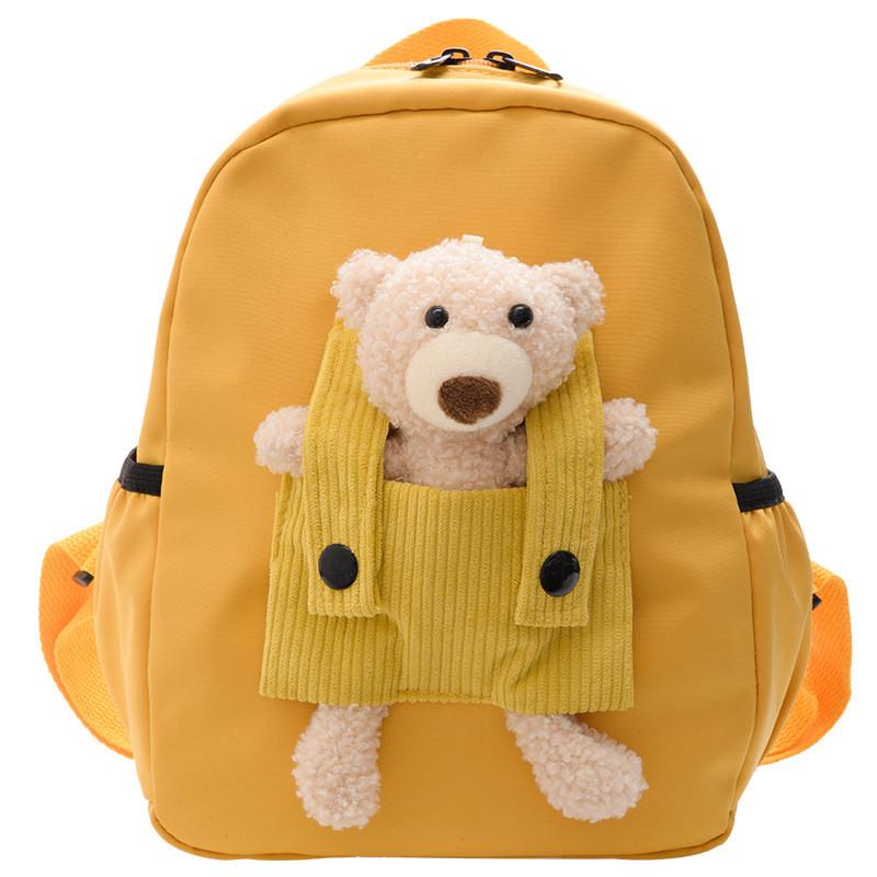 Kids School Bag With Adorable Bear Pendant And Lightweight Nylon Interior For Young Children