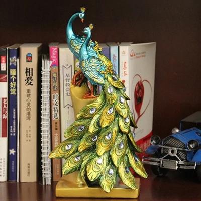Nordic Resin Peacock Statue Bookshelf Fengshui Sculpture Modern Desktop Figurine Home Decor Accessories Housewarming Gift