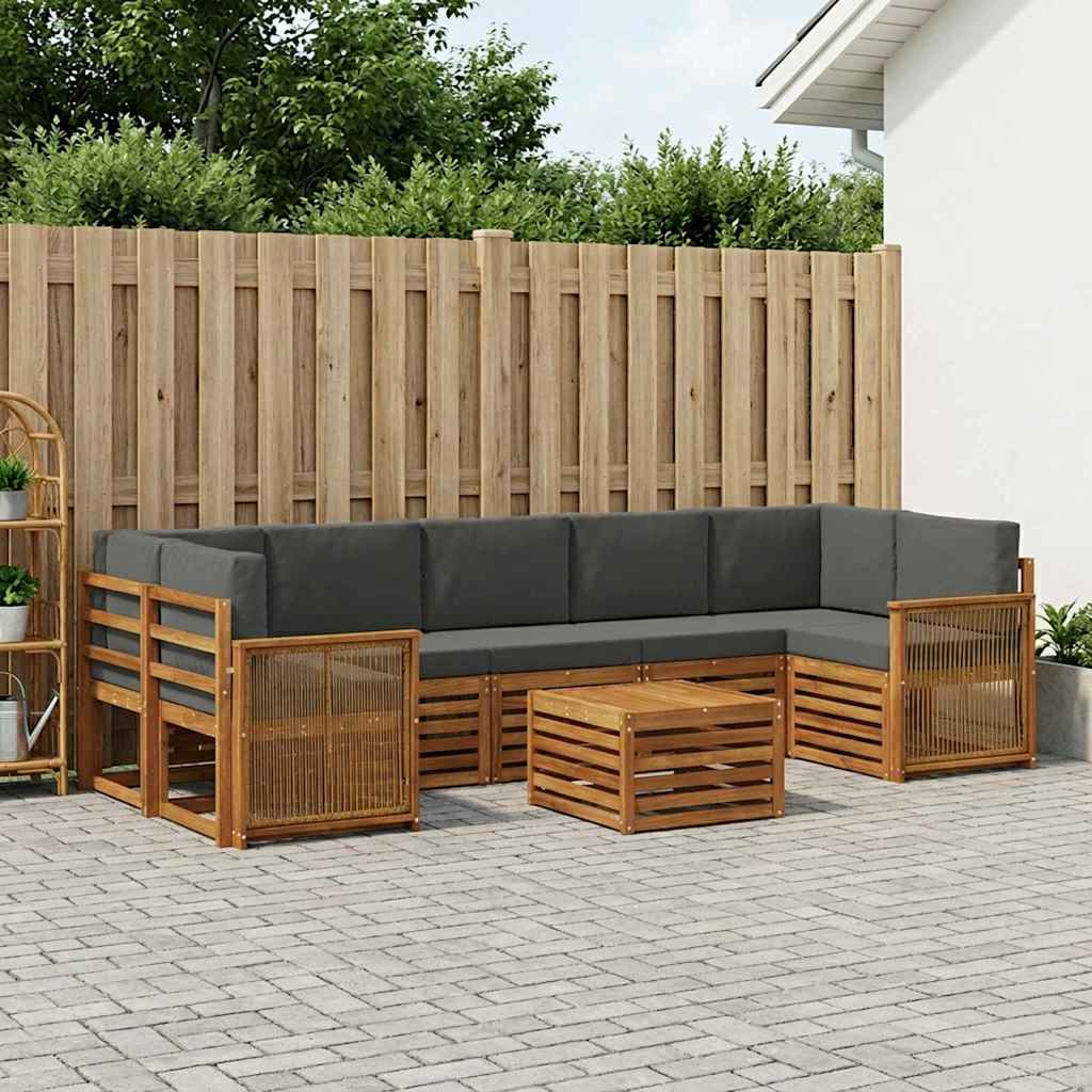 Outdoor Sofa Set with Cushions 8 Pcs Natural and Anthracite