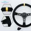JDM 350mm 14Inch Car Steering Wheel Suede Leather Drift Racing Game Steering Wheel Car Sport Sim Steer Wheel for Universal