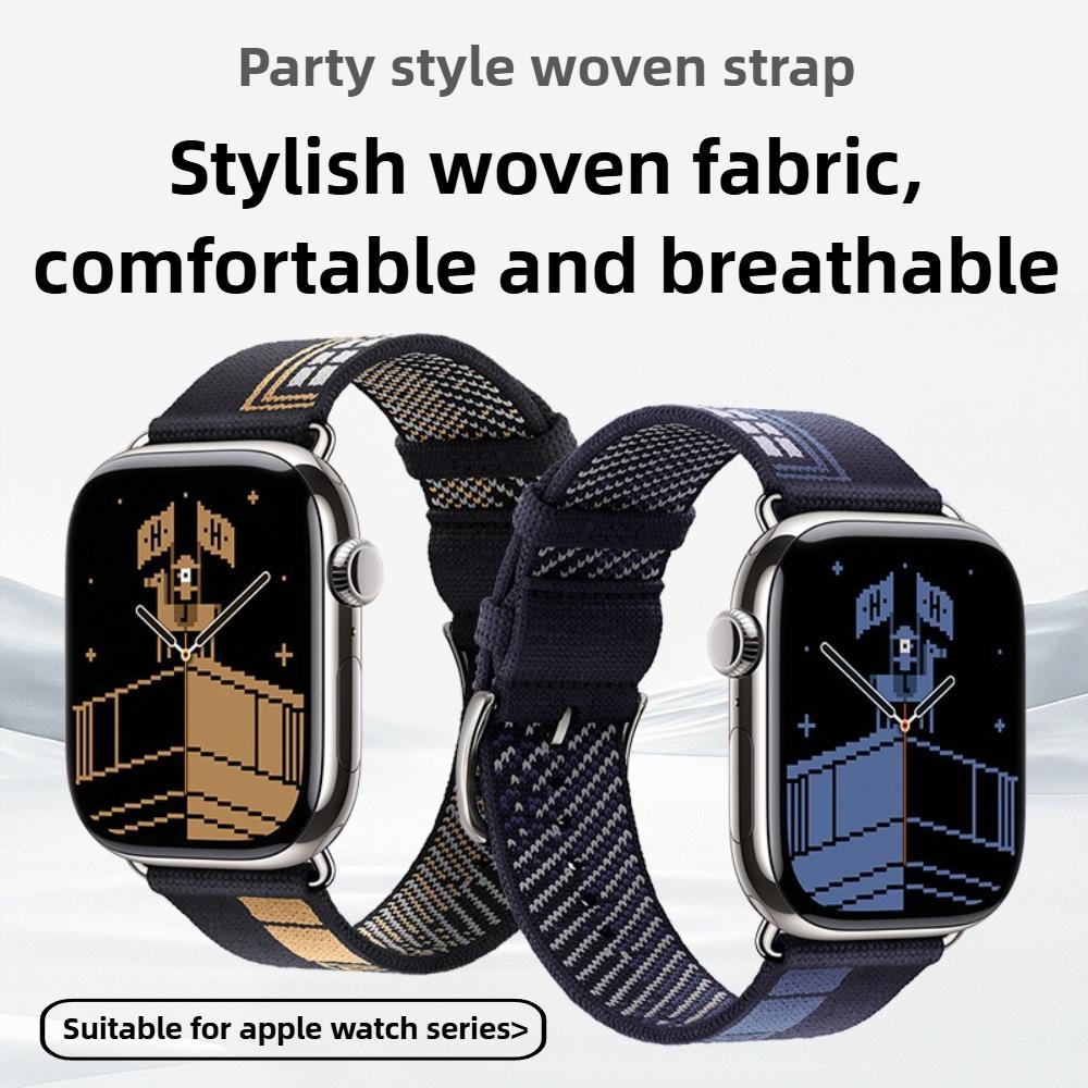 Nylon Woven Strap For Apple Watch Ultra 3 Band 49mm 46mm 45mm 44mm 38mm 40mm 41mm Faubourg Party Bracelet For iWatch Series11 10 9 8 7 6 5 SE3