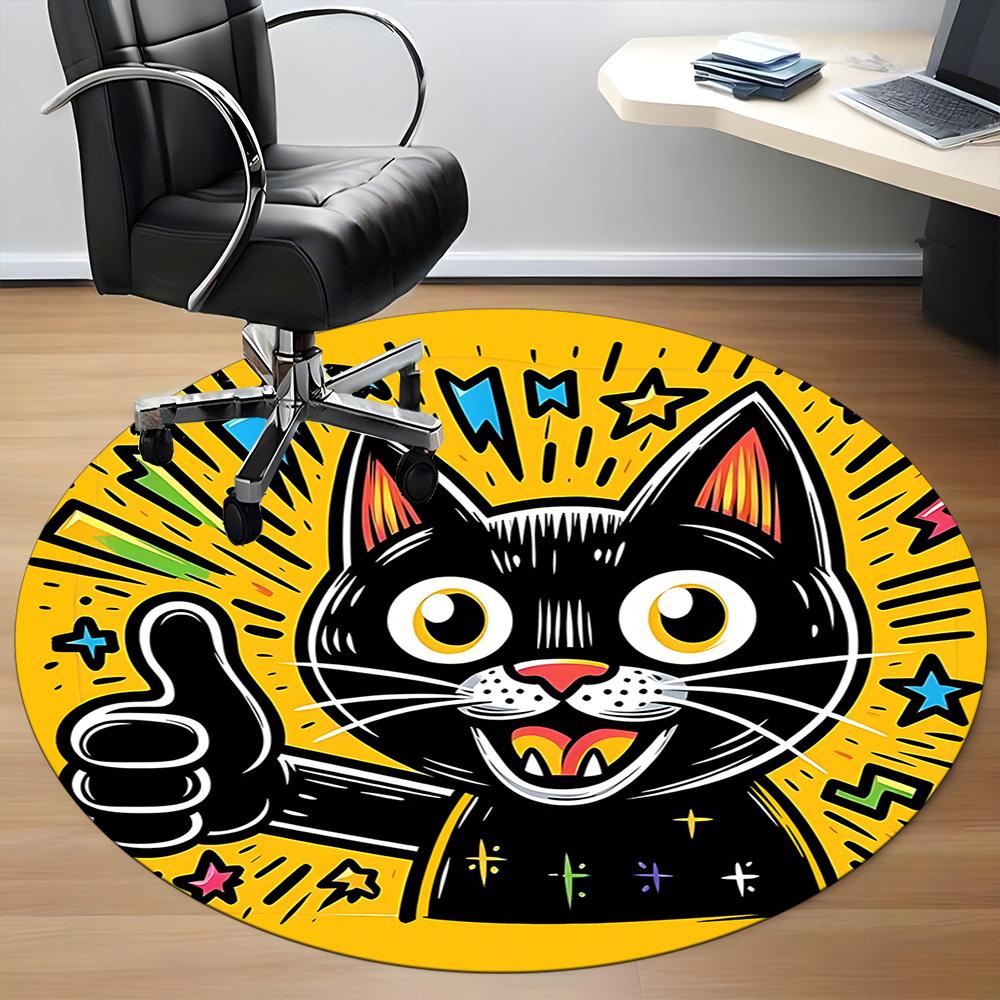 1pc Cat Party Office Round Area Rug, Under Office Chairs Bedroom Living Room Home Decor, Room Deco