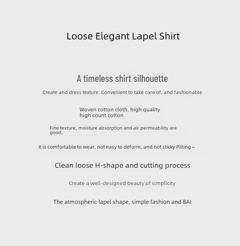 Damblårandig långärmad bomullsskjorta - Vår/Höst 2025 Enkel pendlarstil