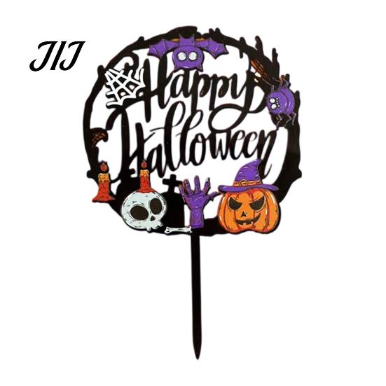 DIY Halloween Party Cake Supplies Topper, Acrylic Castle Bat Skull Cupcake Decoration for Party, Decorative Toppers Parties Spooky Birthday
