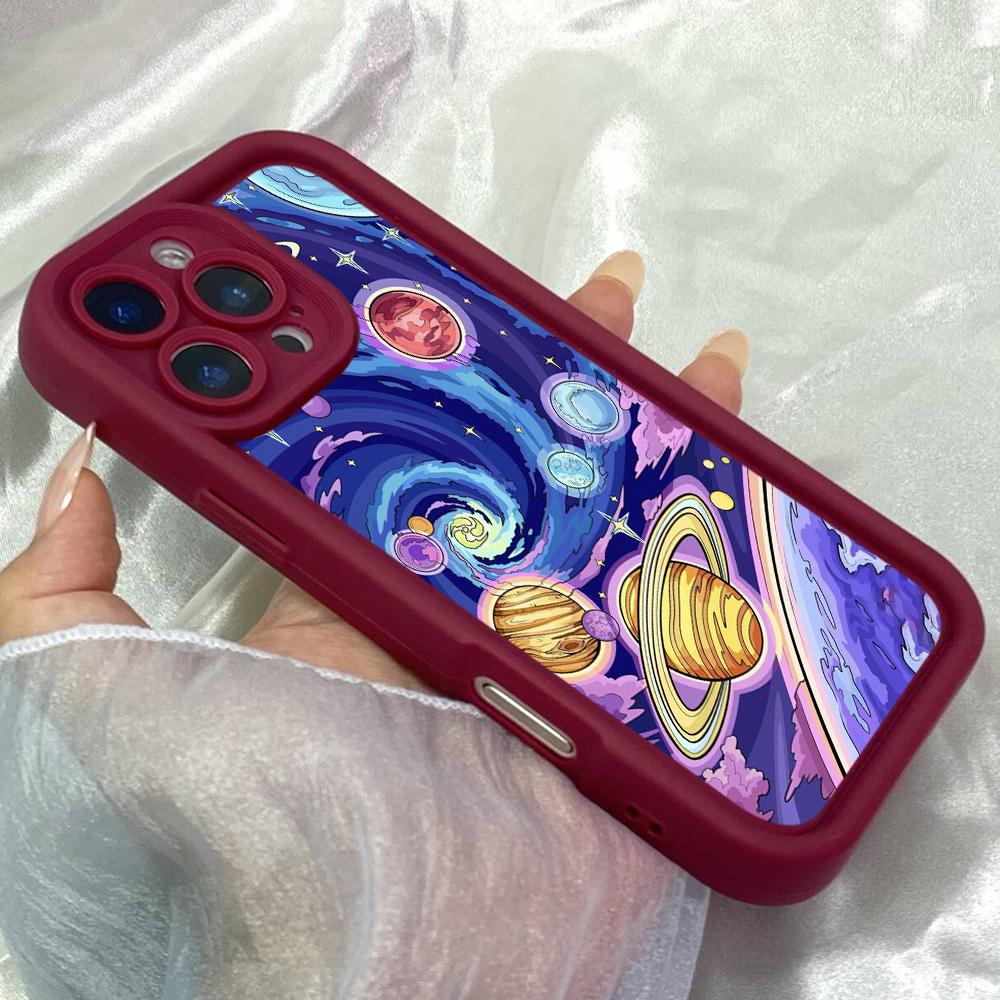 JT528 The Colorful Planets for iPhone 17 16 15 14 13 12 Pro Max Samsung S26 S25 Ultra A17 A07 A56 A16 A15 A06 A35 Xiaomi 15T Redmi 15c 14C Soft Case