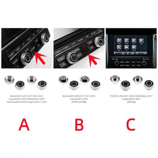 Pair Silver Car Front Volume Knob Upgrade Replace For Porsche 718 2016-