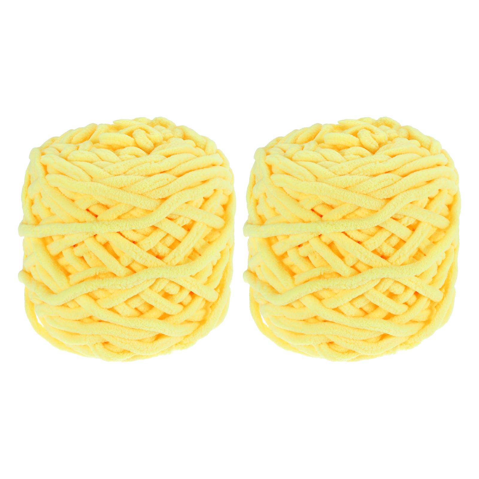 

2 Skeins Chenille Chunky Yarn 200g/7oz Plush Bulky Thick Fluffy for Soft Velvet Blanket for Sweater Hand Knitting Crocheting светло-желтого
