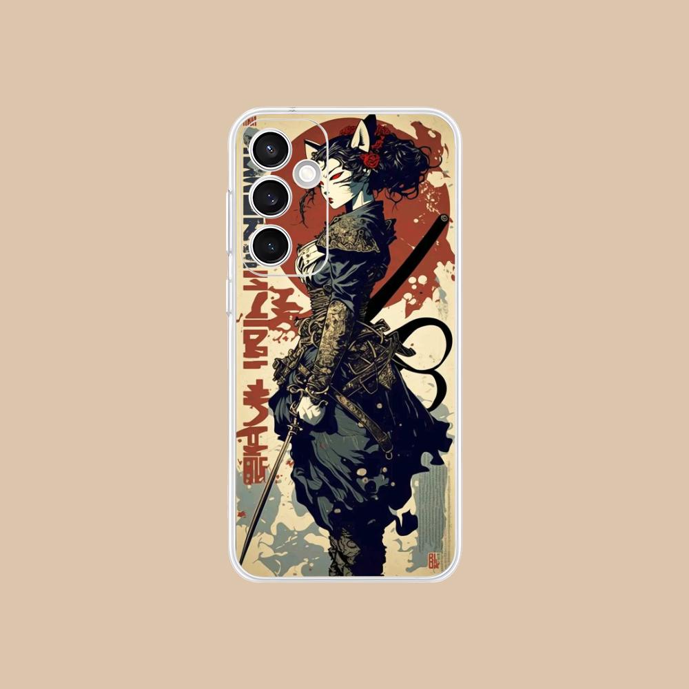 Retro Tattoo Girl Mobile Phone Case for Samsung Galaxy S25 S24 S23 S22 S21Plus FE Ultra Clear Colorful Cover Pretty Smartphone