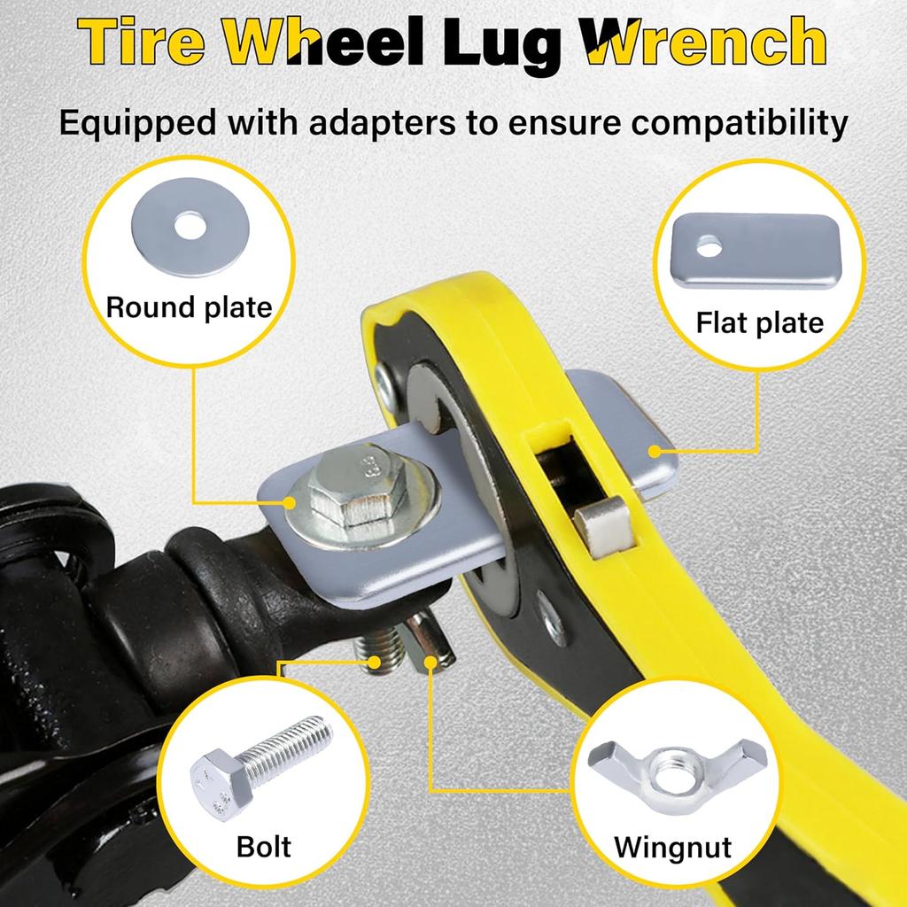 Car Jack Ratchet Wrench, Labor-Saving Tire Jack Handle, Scissor Jack Adapter For Car With Long Handle, 360° Swivel Tire Wheel Lug Wrench For