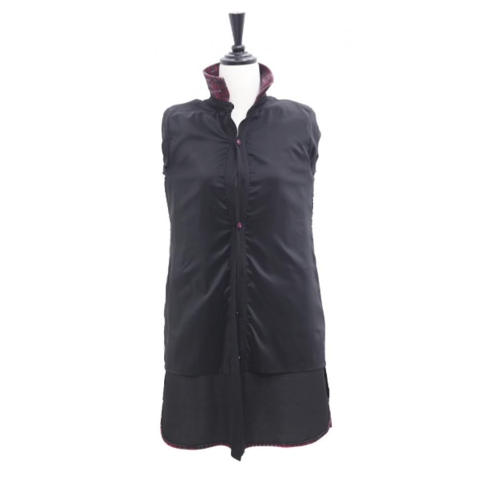 Shiz Madam Women Color Block Check Long Jacket J31721