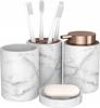 Large 4-in-1 Bathroom Set Marble Marble + Copper