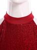 Damen rückenfreies Bodysuit-Kleid Pailletten-Oberteil Netzrock integrierter kurzer Unterteil Tanzkleidung