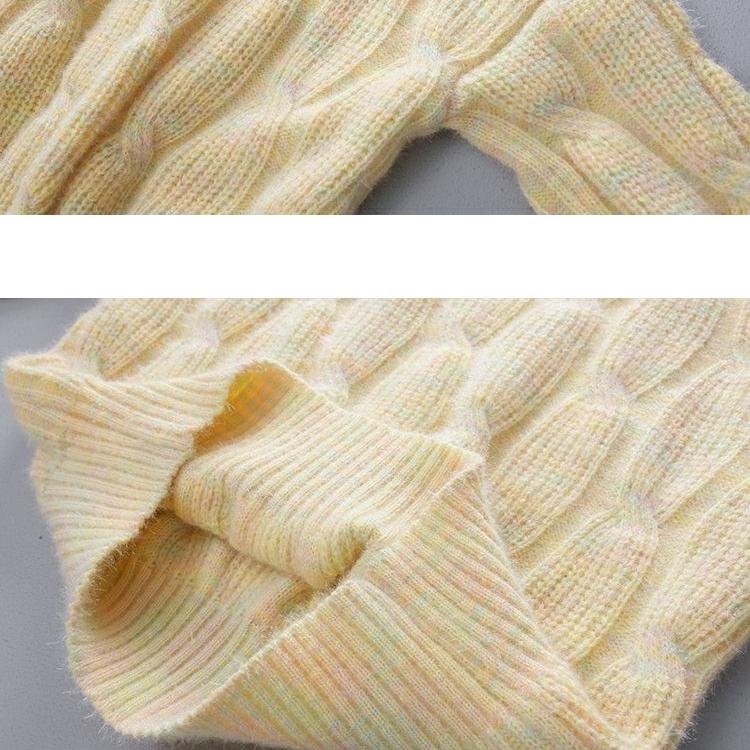 Women's Round Neck Twist Sweater Autumn and Winter Loose Pullover Knit Sweater Sweet Casual Knit Top Outwear