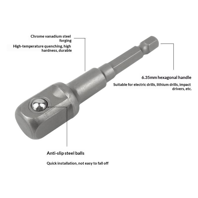 1/3Pcs Power Tools Chrome Vanadium Steel Socket Adapter Seth EX Shank To 1/4 "3/8" 1/2 "Extension Drill Bits Hex Bit Set