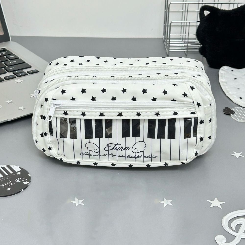 Sweet Piano Keyboard Pencil Case Large Capacity Makeup Bag Trendy Pen Organizer Back To School