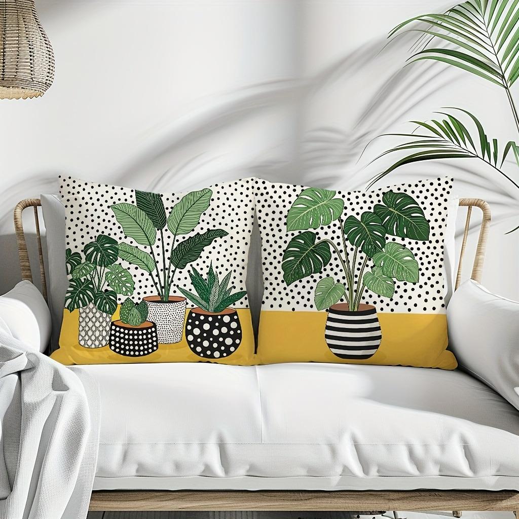 Charming Indoor Plant Pillow CoversLiving Room Sofa Cushion Cover, Soft and Comfortable, Bedroom Room Decoration