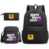 Grand Theft Auto Marchandise de Jeu Mode Étudiant Sac à Dos Scolaire Sacoche d'Épaule Trousse à Crayons Ensemble de 3 Pièces