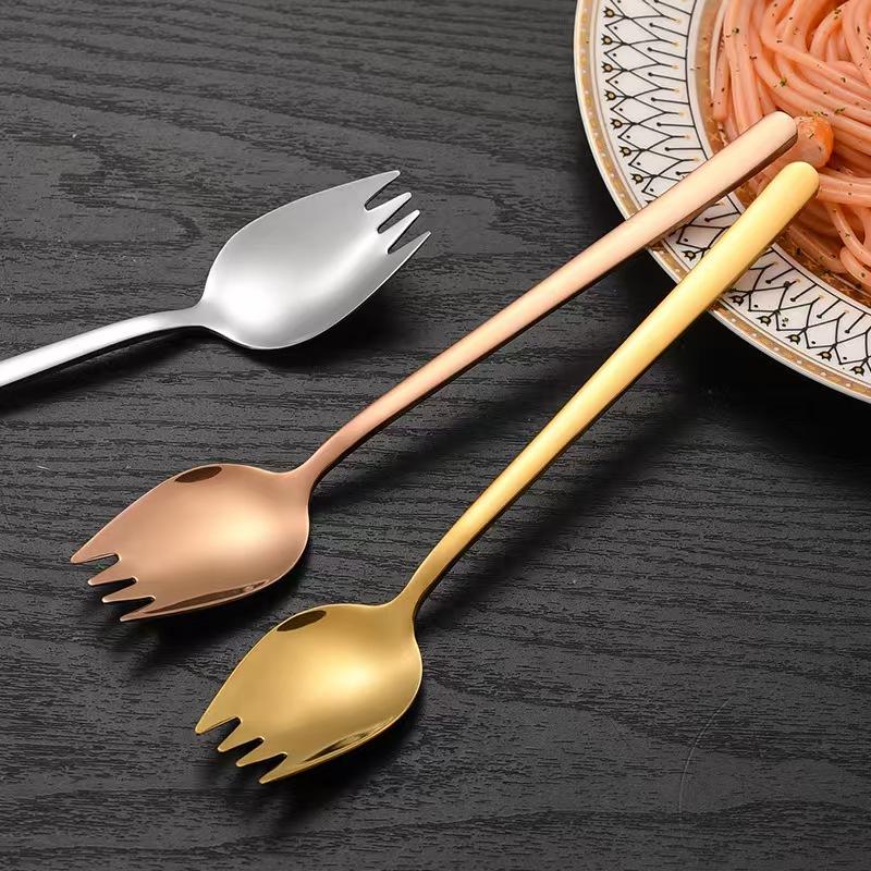 13.5cm Stainless Steel Salad Spoon Fruit Dessert Fork Afternoon Tea Portable Tableware 5 Colors Kitchen Small Spoons